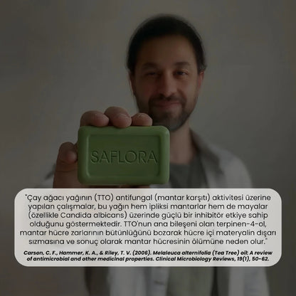 SAFLORA® Arındırıcı Bakım Sabunu – Çay Ağacı, Okaliptüs ve Kükürt