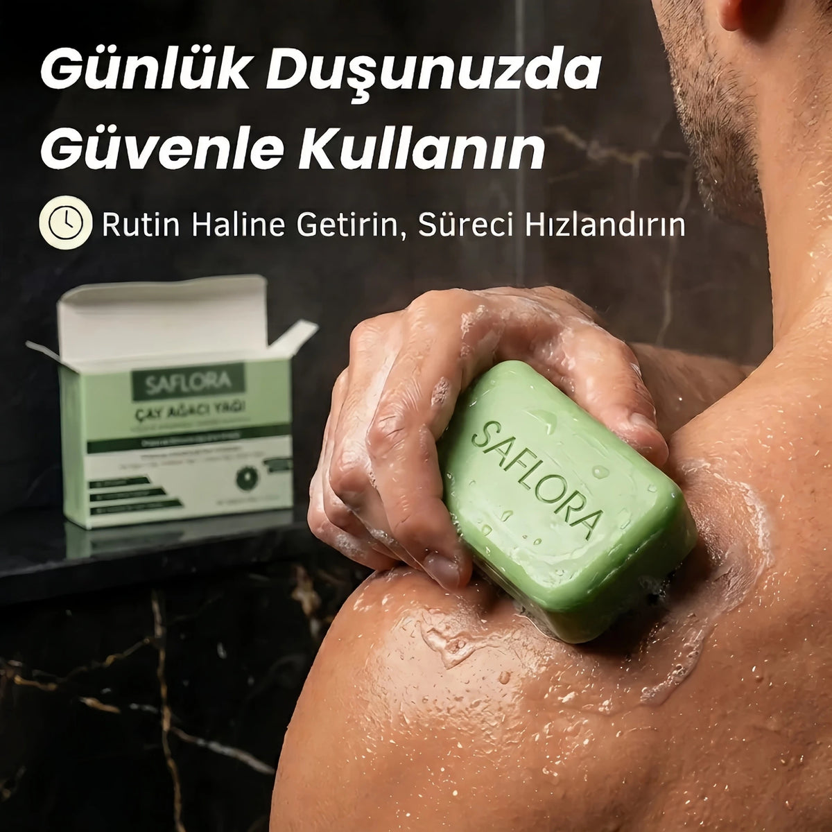 SAFLORA® Arındırıcı Bakım Sabunu – Çay Ağacı, Okaliptüs ve Kükürt